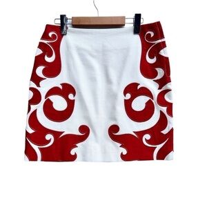 ANTHROPOLOGIE VANESSA VIRGINIA $118 Flame-Kissed Skirt 4 Orange/Cream Boho